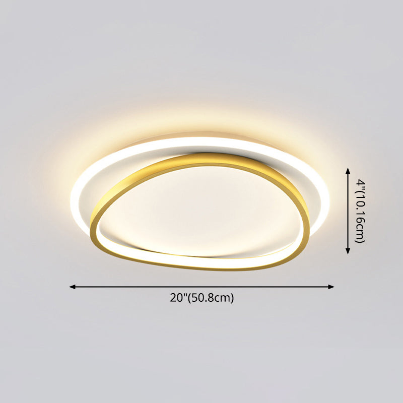 Modern Minimalist Double Round Flush Mount Led Ceiling Light For Bedrooms