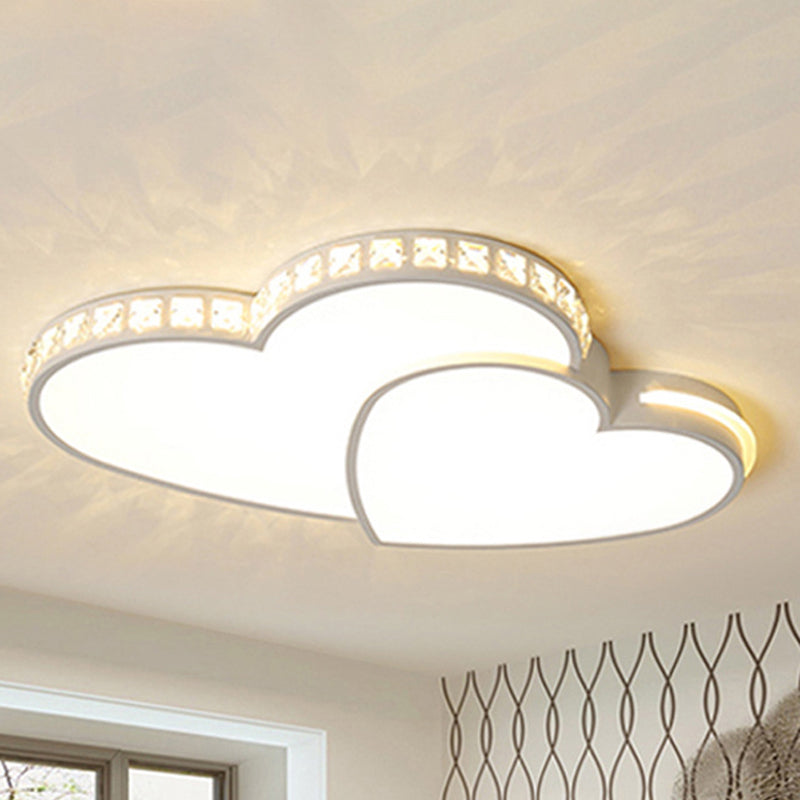 Led Heart Flush Mount Ceiling Light - 20.5’/24.5’ Simple White Acrylic Warm/White/3 Color Ideal