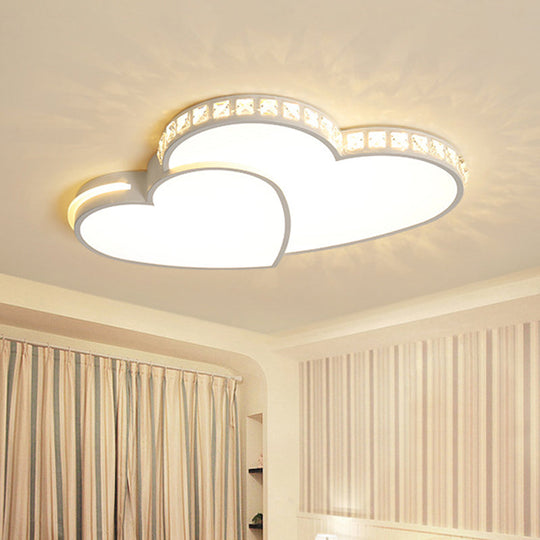 Led Heart Flush Mount Ceiling Light - 20.5/24.5 Simple White Acrylic Warm/White/3 Color Ideal For