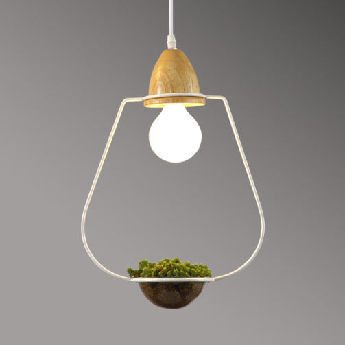 Vintage Open Cage Suspension Light - Stylish 8.5’/11’ Wide Metallic Pendant With Flower Pot