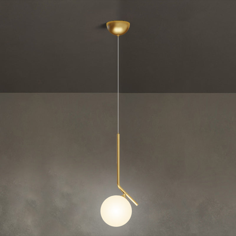 Mid-Century Opal Frosted Glass Globe Pendant Light Elegant 1-Light Hanging Lamp