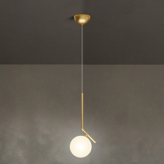 Mid-Century Opal Frosted Glass Globe Pendant Light Elegant 1-Light Hanging Lamp