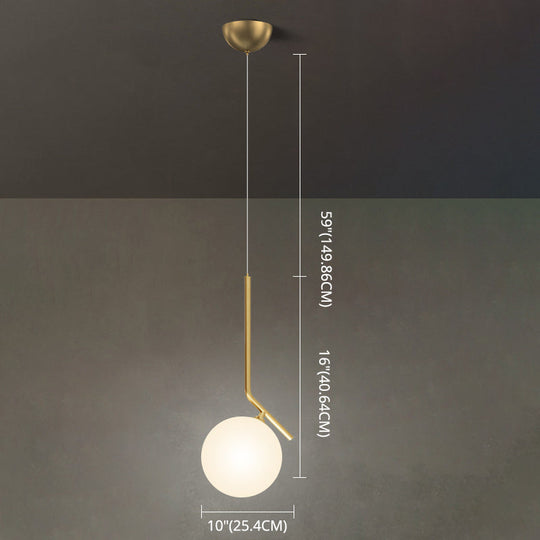 Mid-Century Opal Frosted Glass Globe Pendant Light Elegant 1-Light Hanging Lamp