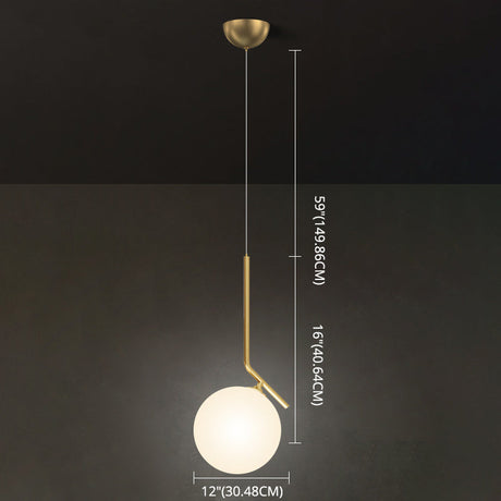 Mid-Century Opal Frosted Glass Globe Pendant Light Elegant 1-Light Hanging Lamp