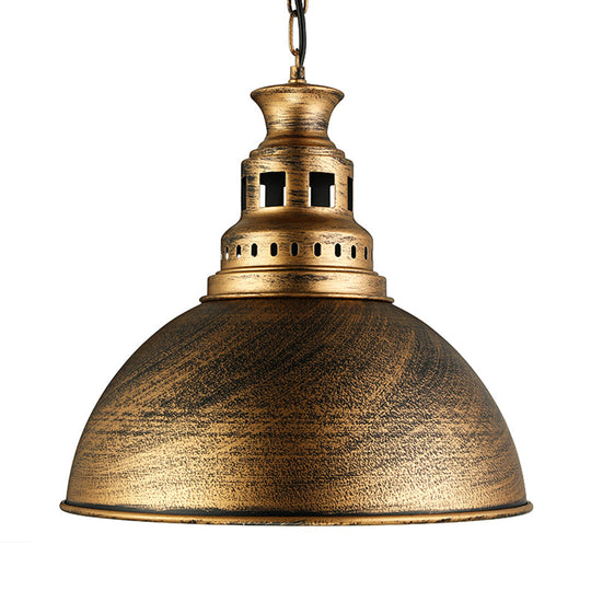 Vintage-Style Iron Dome Pendant Light For Restaurant Ceilings - 1 Head Black/White Vented Socket