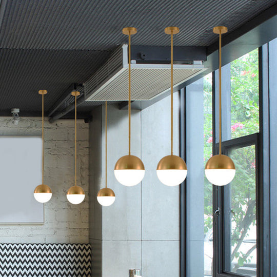 1-Light Metal Pendant Lamp With Mid-Century Modern Spherical Prismatic Glass