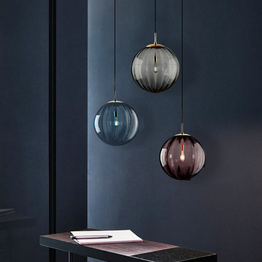 Sleek Ribbed Pendant Light: Modern Designer Hanging Lamp For Bedroom With 1 Light