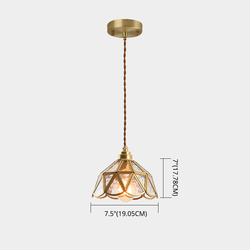 Tiffany-Style Glass Pendant Lamp With Icy Clear Shade For Bedroom