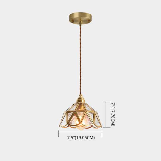 Tiffany-Style Glass Pendant Lamp With Icy Clear Shade For Bedroom