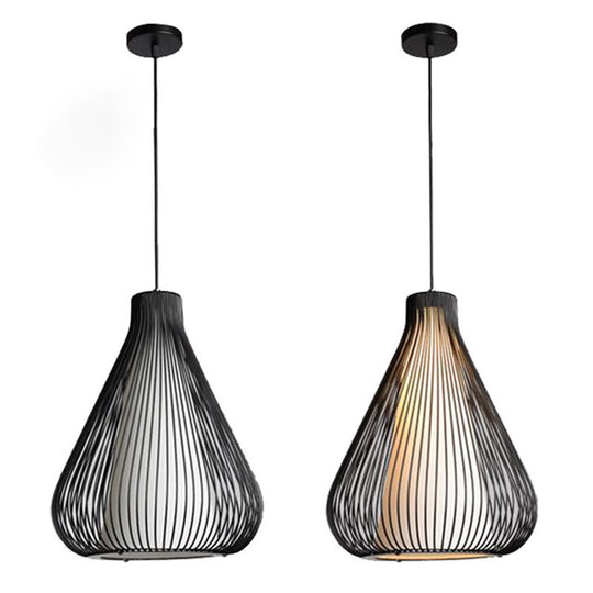 Nordic Teardrop Cage Pendant Light - Stylish Metal Hanging Lamp For Restaurants