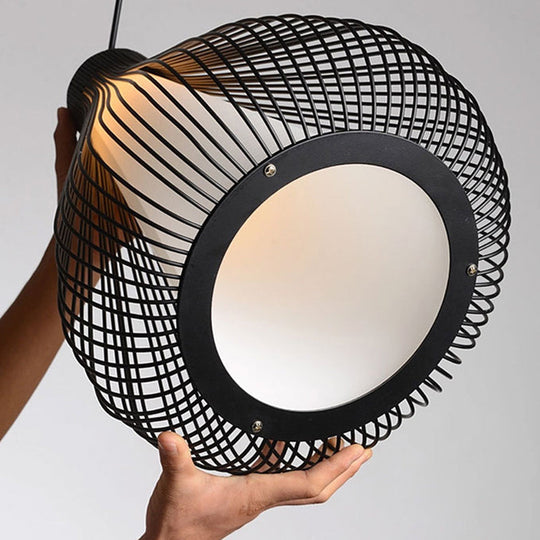 Nordic Teardrop Cage Pendant Light - Stylish Metal Hanging Lamp For Restaurants