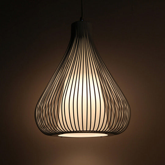 Nordic Teardrop Cage Pendant Light - Stylish Metal Hanging Lamp For Restaurants Black