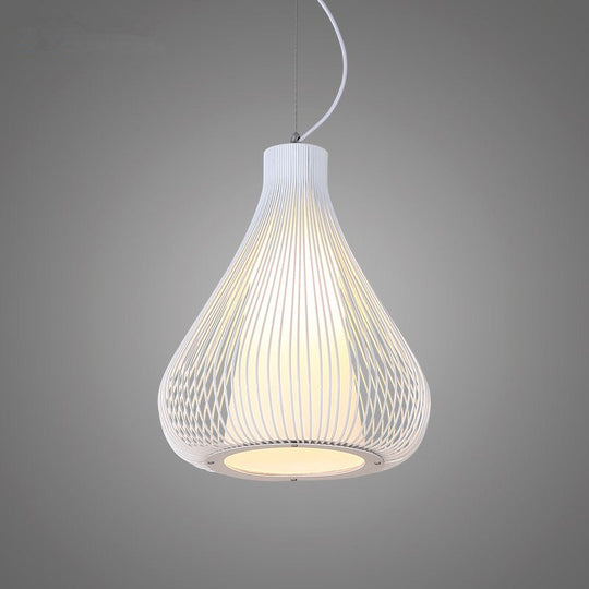 Nordic Teardrop Cage Pendant Light - Stylish Metal Hanging Lamp For Restaurants