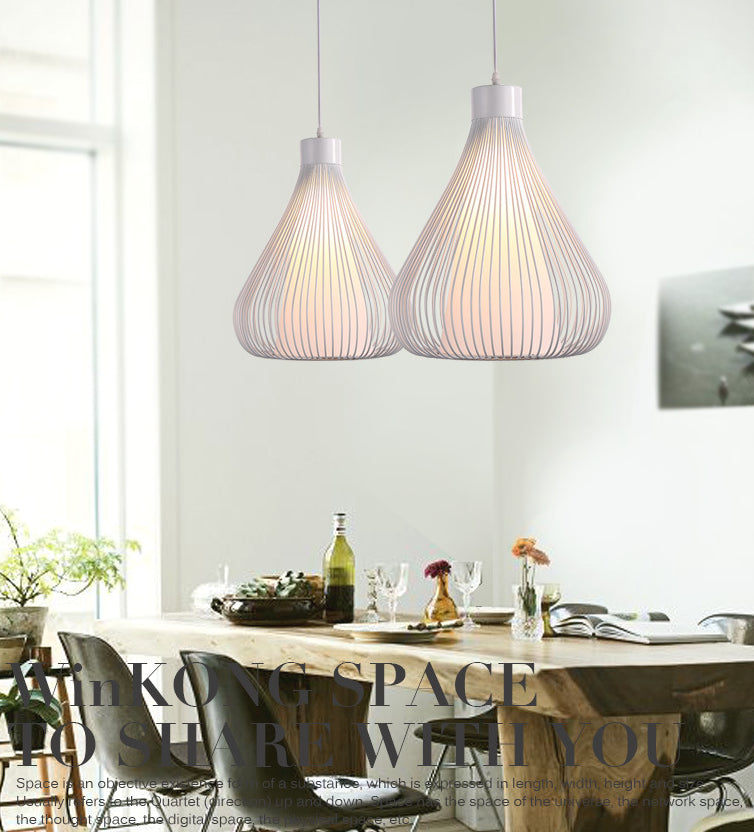 Nordic Teardrop Cage Pendant Light - Stylish Metal Hanging Lamp For Restaurants