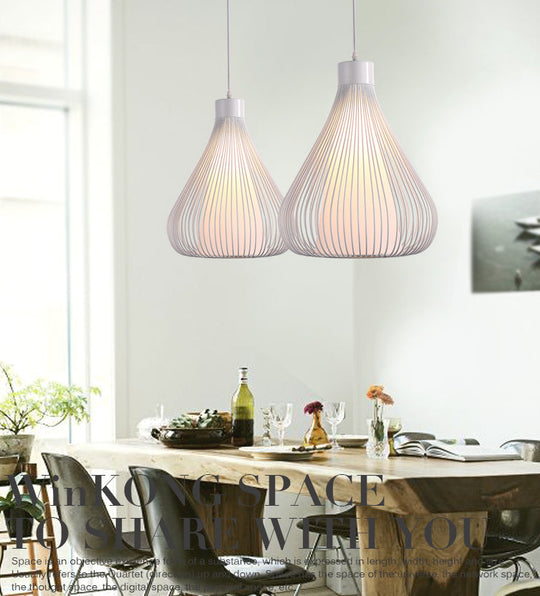 Nordic Teardrop Cage Pendant Light - Stylish Metal Hanging Lamp For Restaurants