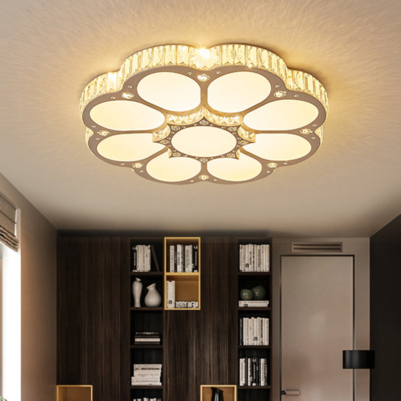 Modern Petal Crystal Led Flush Ceiling Light In White - 19.5’/23.5’/31.5’ For Bedroom / 19.5’ B