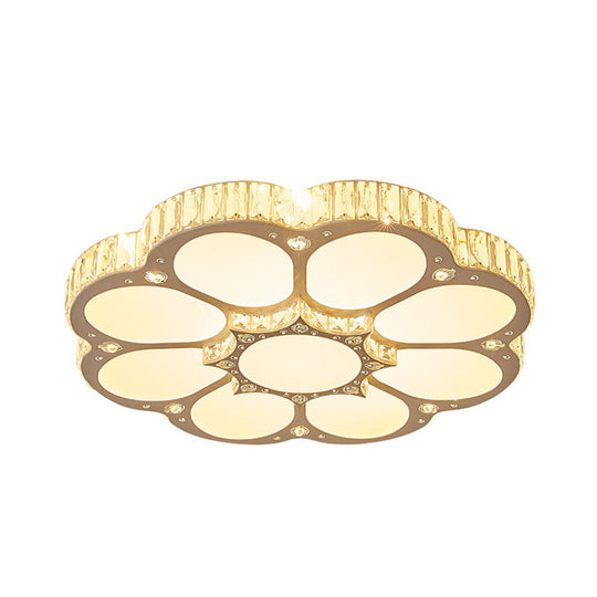 Modern Petal Crystal Led Flush Ceiling Light In White - 19.5’/23.5’/31.5’ For Bedroom