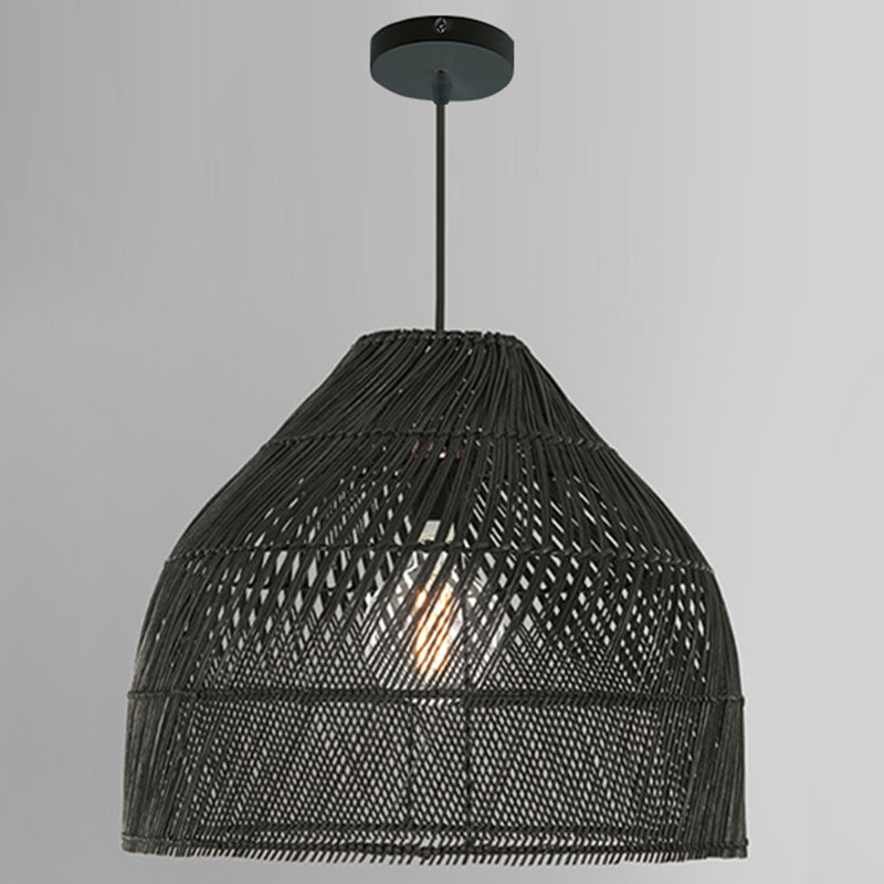 Asian Style Rattan Pendant Light With Hanging Wire - Bell Shape Lighting Fixture (39) Bedroom Décor