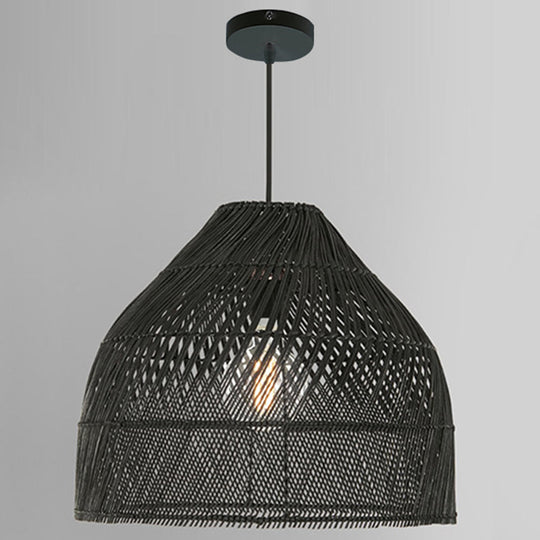 Asian Style Rattan Pendant Light With Hanging Wire - Bell Shape Lighting Fixture (39) Bedroom Décor