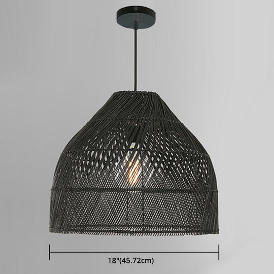 Asian Style Rattan Pendant Light With Hanging Wire - Bell Shape Lighting Fixture (39) Bedroom Décor