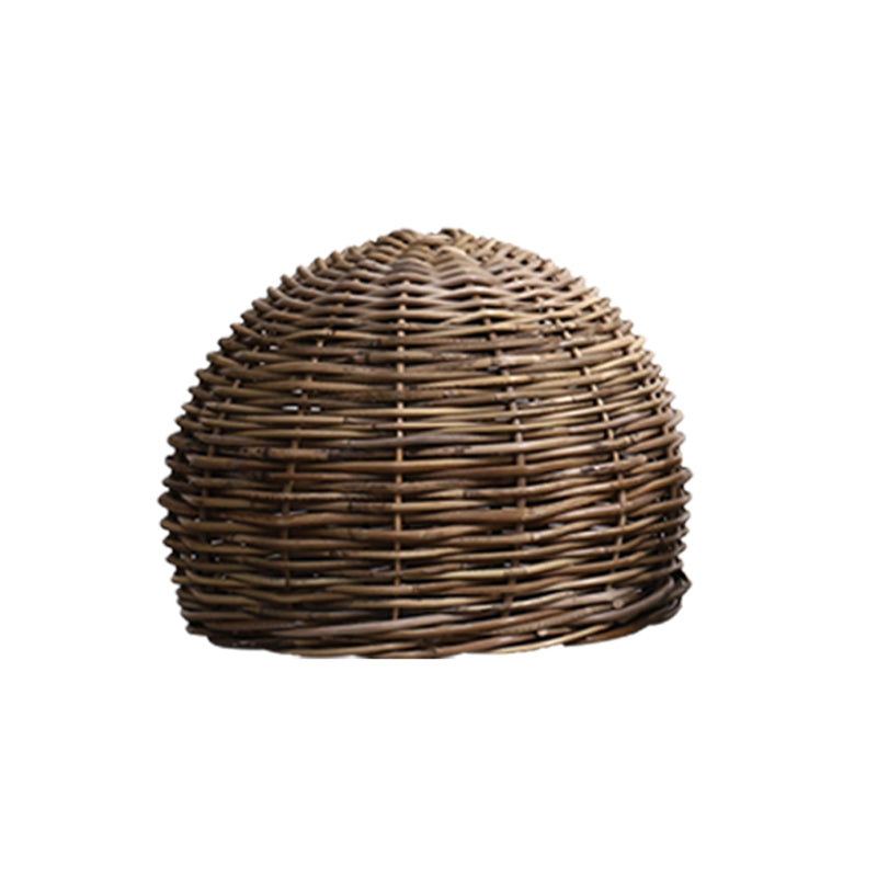 Retro Hand-Woven Rattan Bird Nest Shade Coffee Shop Hanging Light Fixture