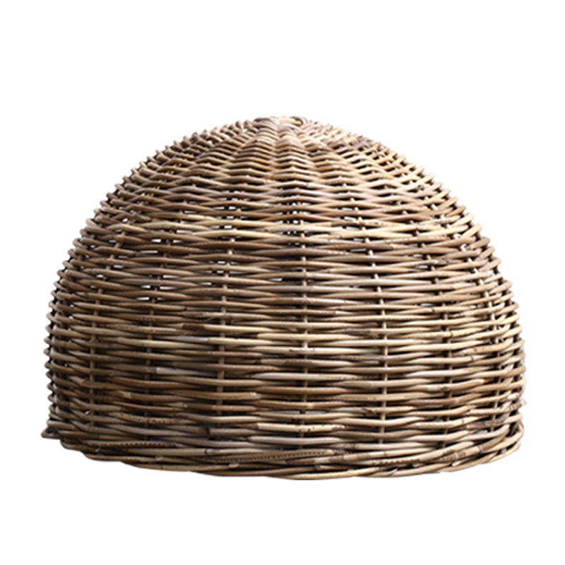 Retro Hand-Woven Rattan Bird Nest Shade Coffee Shop Hanging Light Fixture