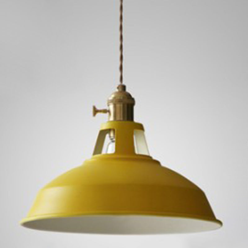 Nordic Style Hanging Lamp With Metal Shade And Colorful Macaron Finish For Kitchen Barn Yellow