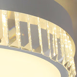 Round Crystal Led Flush Mount Ceiling Light For Bedroom - 16.5/20.5 White With Adjustable Warm And 3