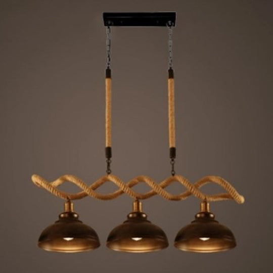 Sophie’s Rustic 3-Light Island Pendant With Beige Hemp Rope Shade For Restaurant Suspension Light
