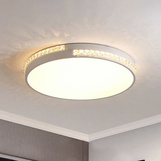Led Bedroom Ceiling Light Fixture - Gold Flush Mount With Crystal Drum Shade (18”/21.5”) Warm/3