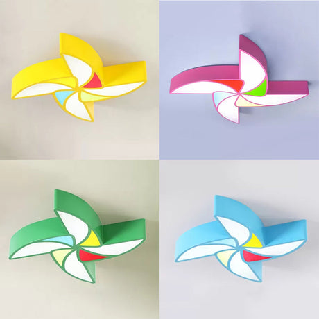 Cartoon Toy Windmill Ceiling Mount Light For Kindergarten Acrylic And Metal Flush