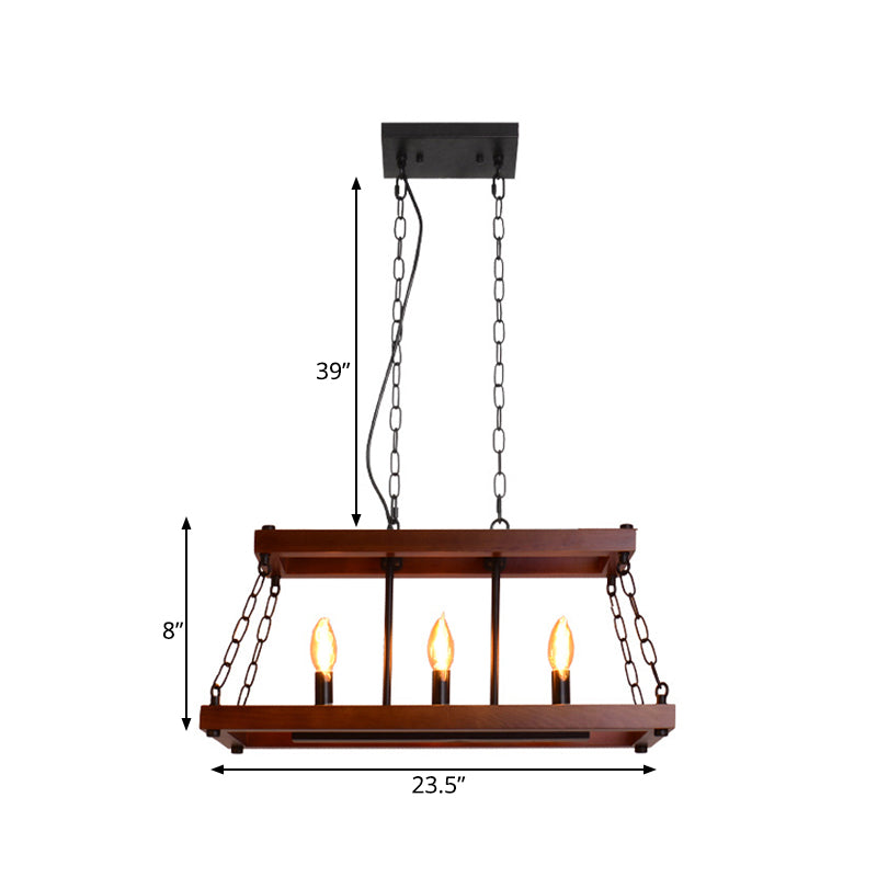 Vintage 3/5 Lights Dining Room Island Lighting Fixture In Brown Pendant