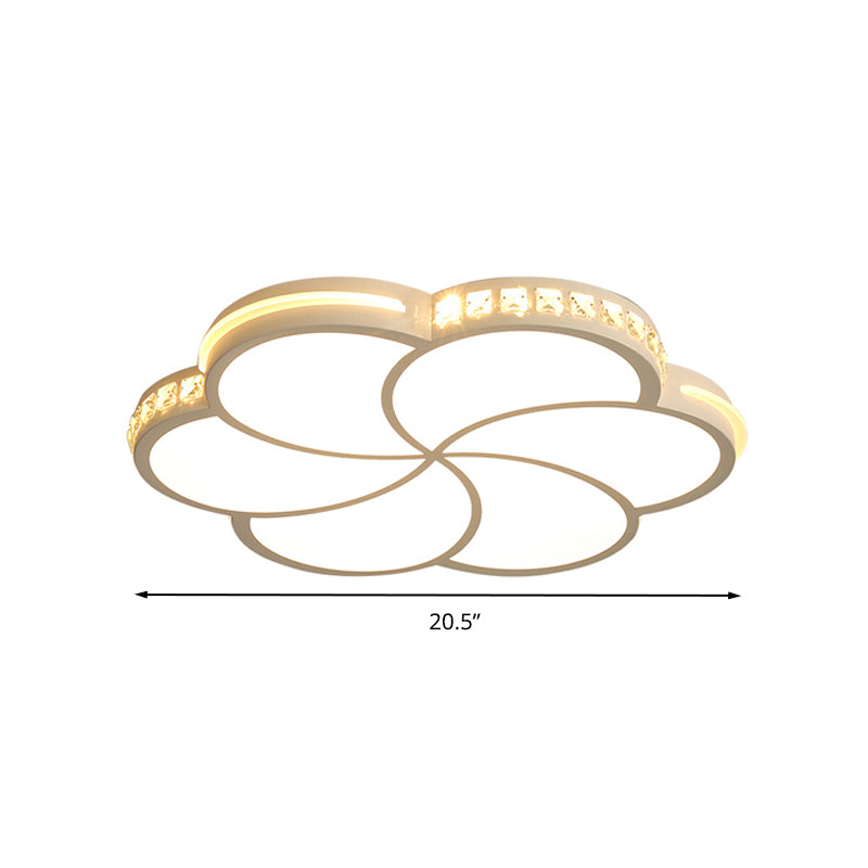 Simple Crystal Flower Flush Mount Led Bedroom Lamp - 16.5’/20.5’/24.5’ W Light Fixture In