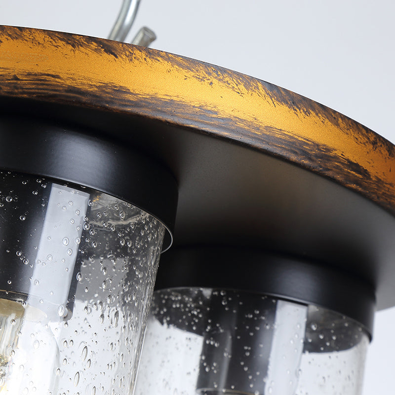 Rustic Clear Glass Ceiling Light With 3 Downward Cylindrical Bulbs - Flushmount