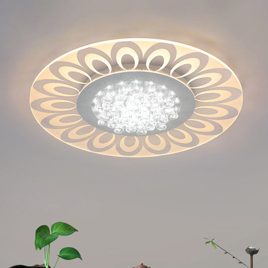 Modern Crystal Led Flush Mount Lighting In Multiple Light Options Various Sizes Available White /
