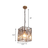 Modern Black Cuboid Pendant Lamp - 1 Bulb Metallic Ceiling Light With Crystal Icicle Accent