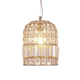 Dome Crystal Ceiling Pendant - Traditional Brass Drop Lamp With Metallic Frame (9/14/18 Width)