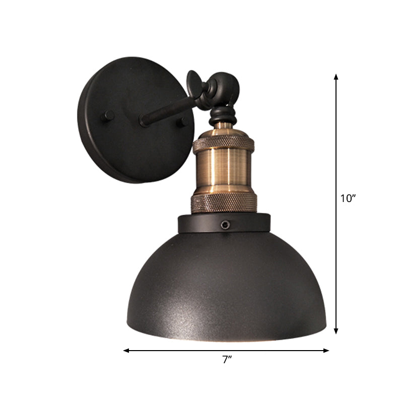 Modern Black Dome Wall Sconce With Adjustable Metal 1 Light For Restaurant Lighting