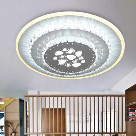 Modern Crystal Ceiling Mount Led Light Fixture For Bedroom - White Loving Heart/Square/Rose Design