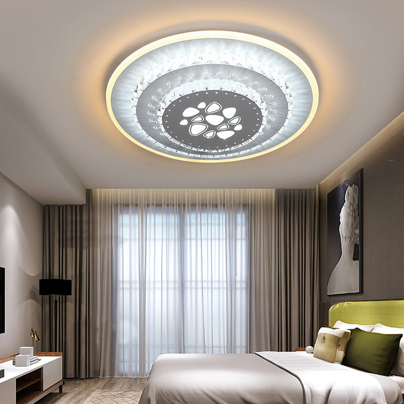 Modern Crystal Ceiling Mount Led Light Fixture For Bedroom - White Loving Heart/Square/Rose Design