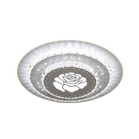 Modern Crystal Ceiling Mount Led Light Fixture For Bedroom - White Loving Heart/Square/Rose Design