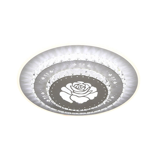 Modern Crystal Ceiling Mount Led Light Fixture For Bedroom - White Loving Heart/Square/Rose Design