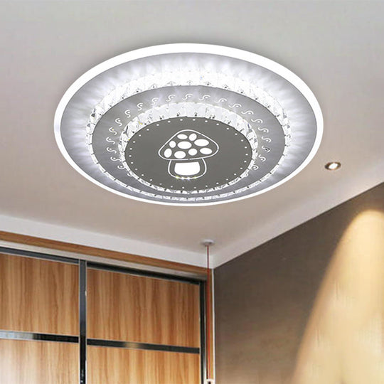 Modern Crystal Ceiling Mount Led Light Fixture For Bedroom - White Loving Heart/Square/Rose Design
