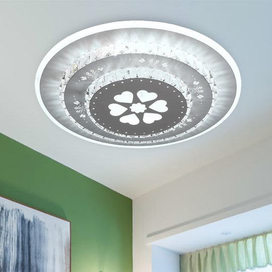 Modern Crystal Ceiling Mount Led Light Fixture For Bedroom - White Loving Heart/Square/Rose Design