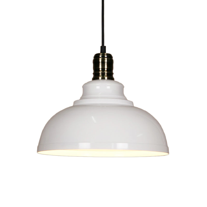 Industrial Style Metallic Pendant Ceiling Light - 12’/14’/16’ Dia 1 Bowl Shade Black/White Inner