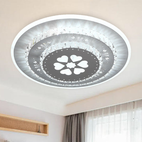 Modern Crystal Ceiling Mount Led Light Fixture For Bedroom - White Loving Heart/Square/Rose Design