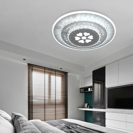 Modern Crystal Ceiling Mount Led Light Fixture For Bedroom - White Loving Heart/Square/Rose Design