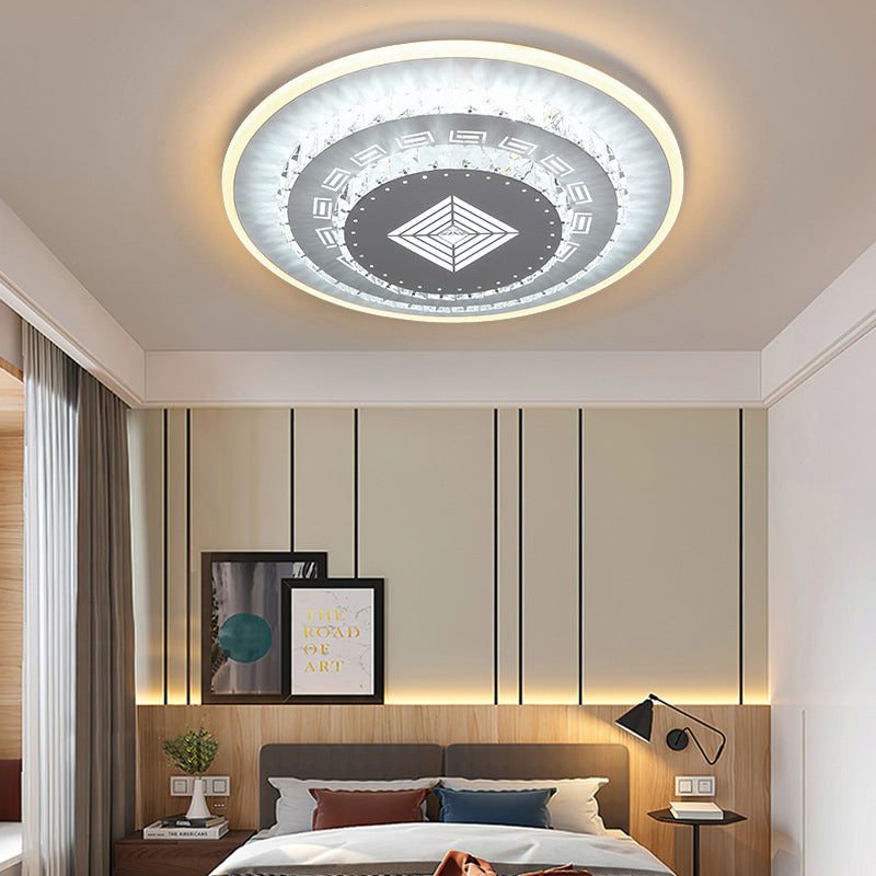 Modern Crystal Ceiling Mount Led Light Fixture For Bedroom - White Loving Heart/Square/Rose Design