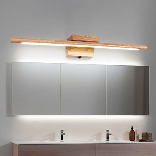 Simplistic Wooden Led Wall Mounted Vanity Light Fixtures For Bathrooms