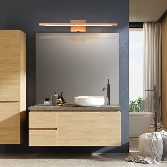 Simplistic Wooden Led Wall Mounted Vanity Light Fixtures For Bathrooms
